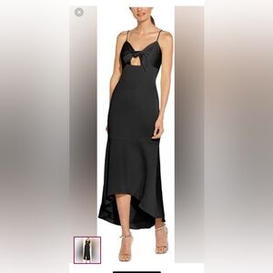 NWT Aidan Mattox Black Tie Front Midi Dress Size 10